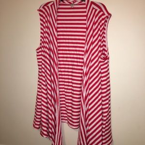 3x striped sleeveless cardigan